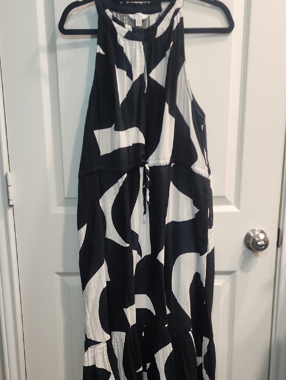 Time and Tru Navy and White Drawstring Waist Dress